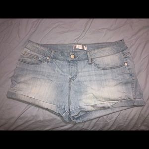 Light wash jean shorts